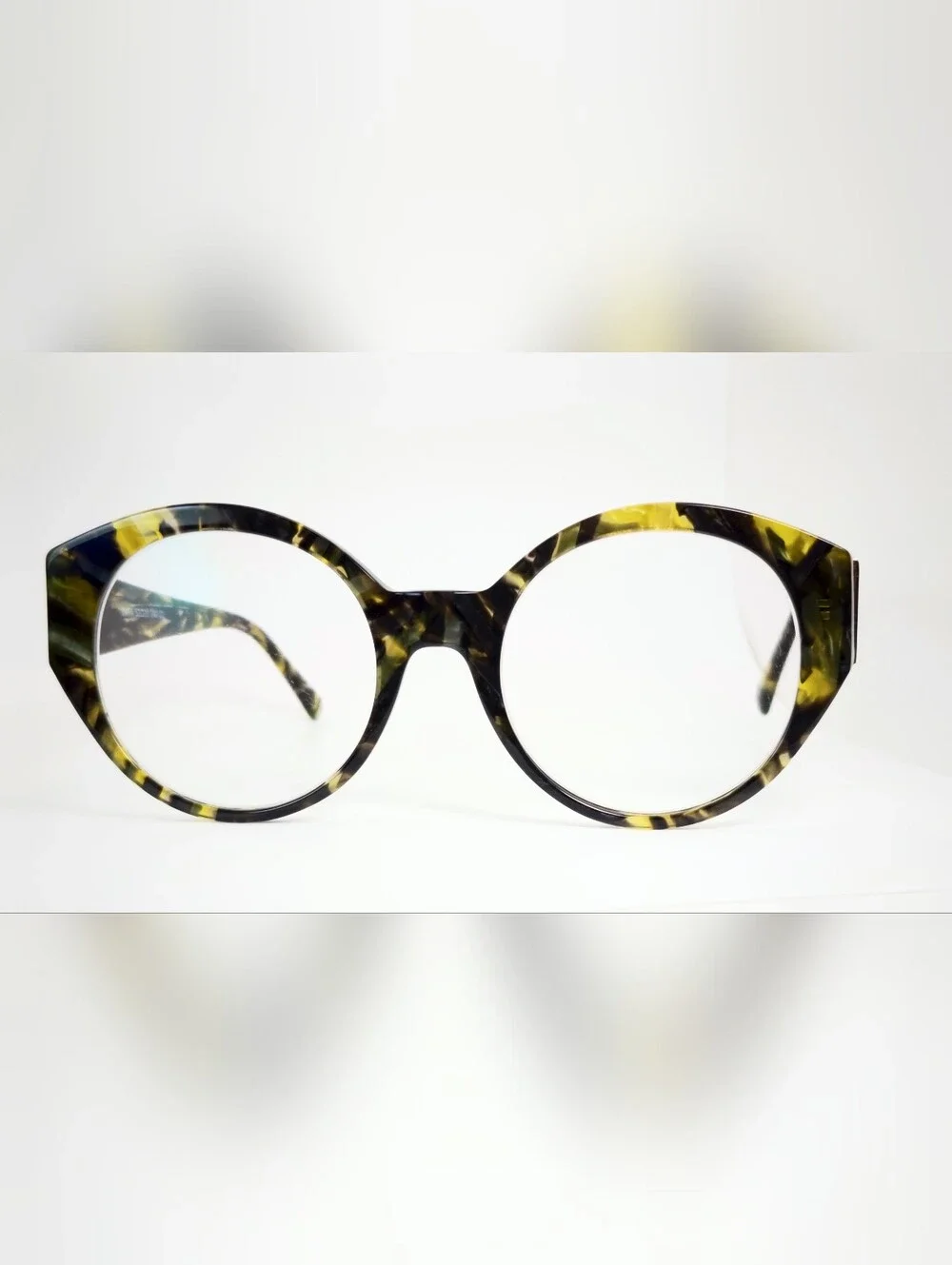 Dara. Round Tortoiseshell Fashion Eyeglasses - Yellow Brown